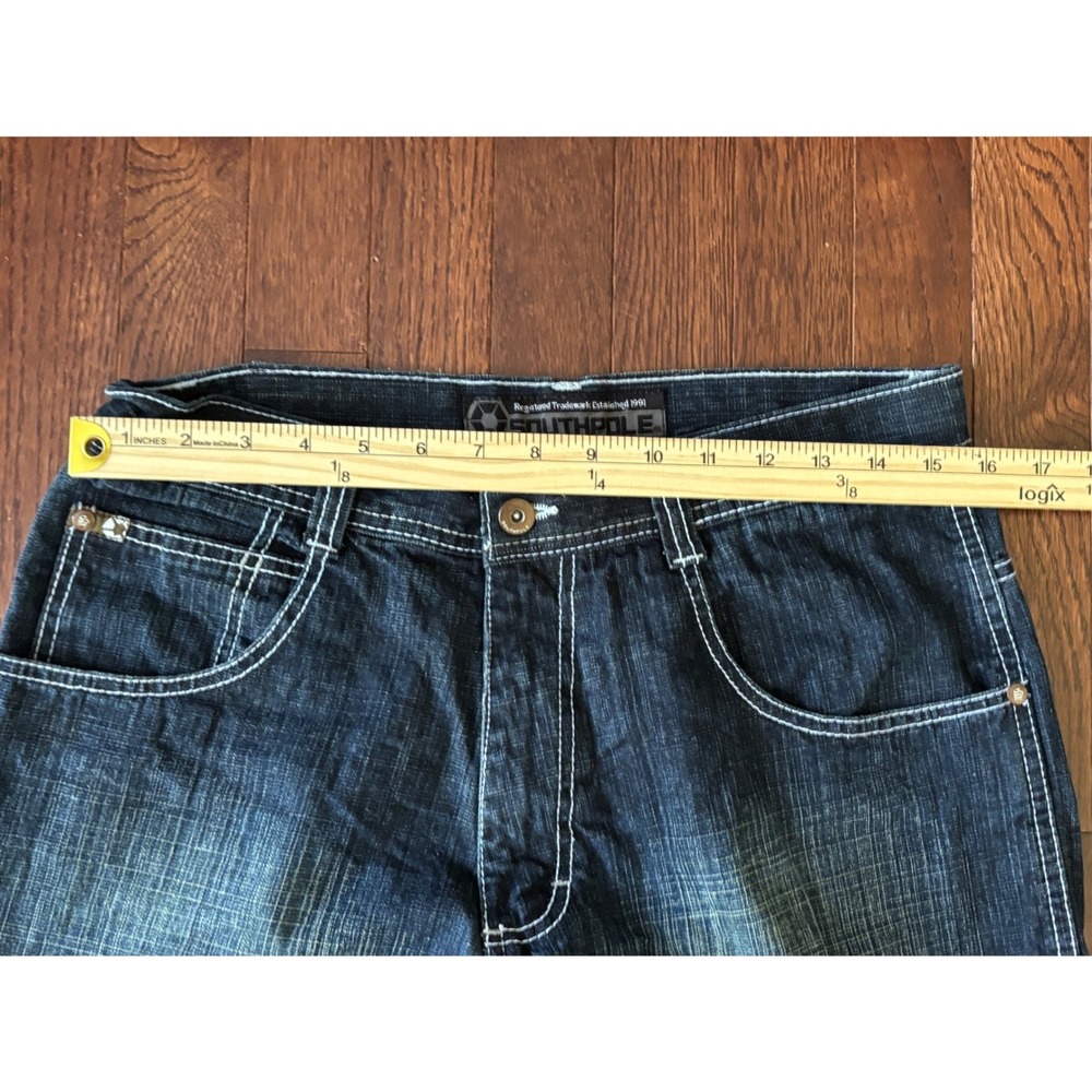 Vintage Southpole 4130 Baggy Wide Leg Jeans Mens 32x31 Dark Wash Y2K Skater - Picture 4 of 8